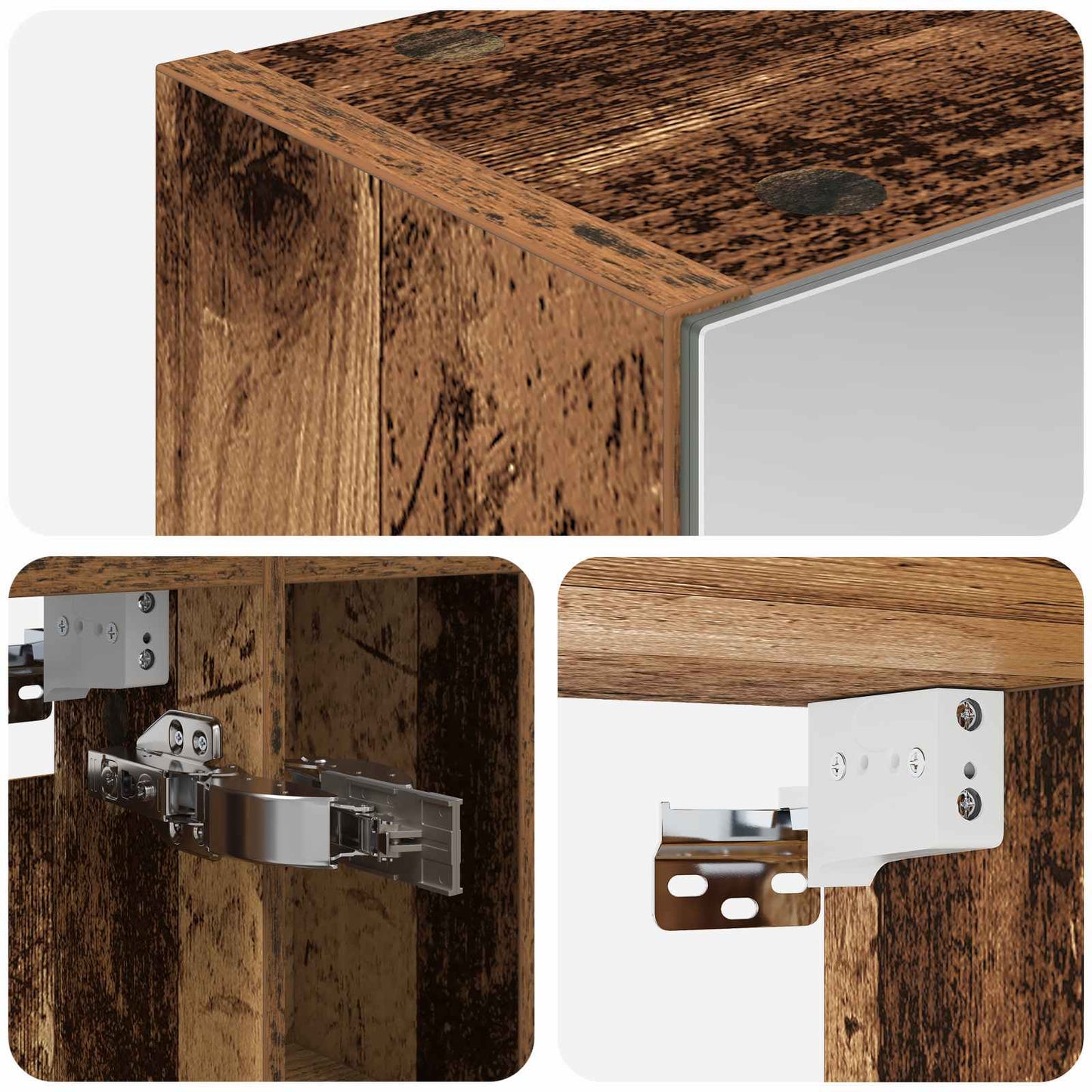 Bathroom Mirror Cabinet Old Wood 60 x 14.5 x 70 cm