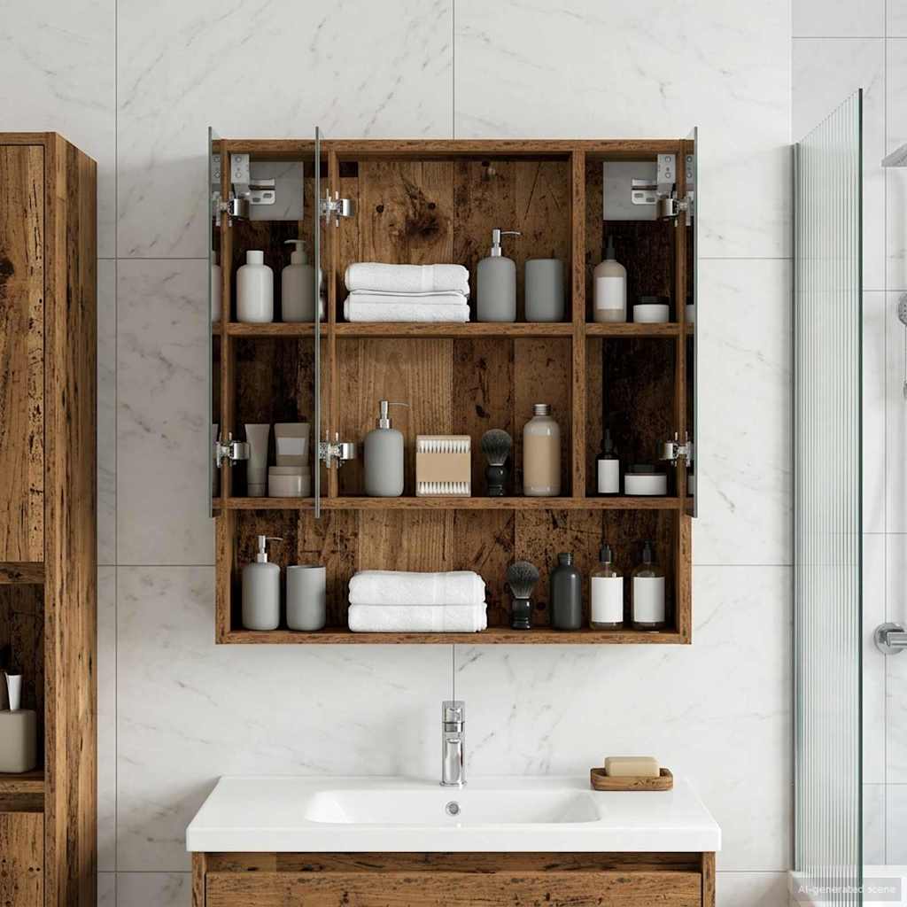 Bathroom Mirror Cabinet Old Wood 60 x 14.5 x 70 cm