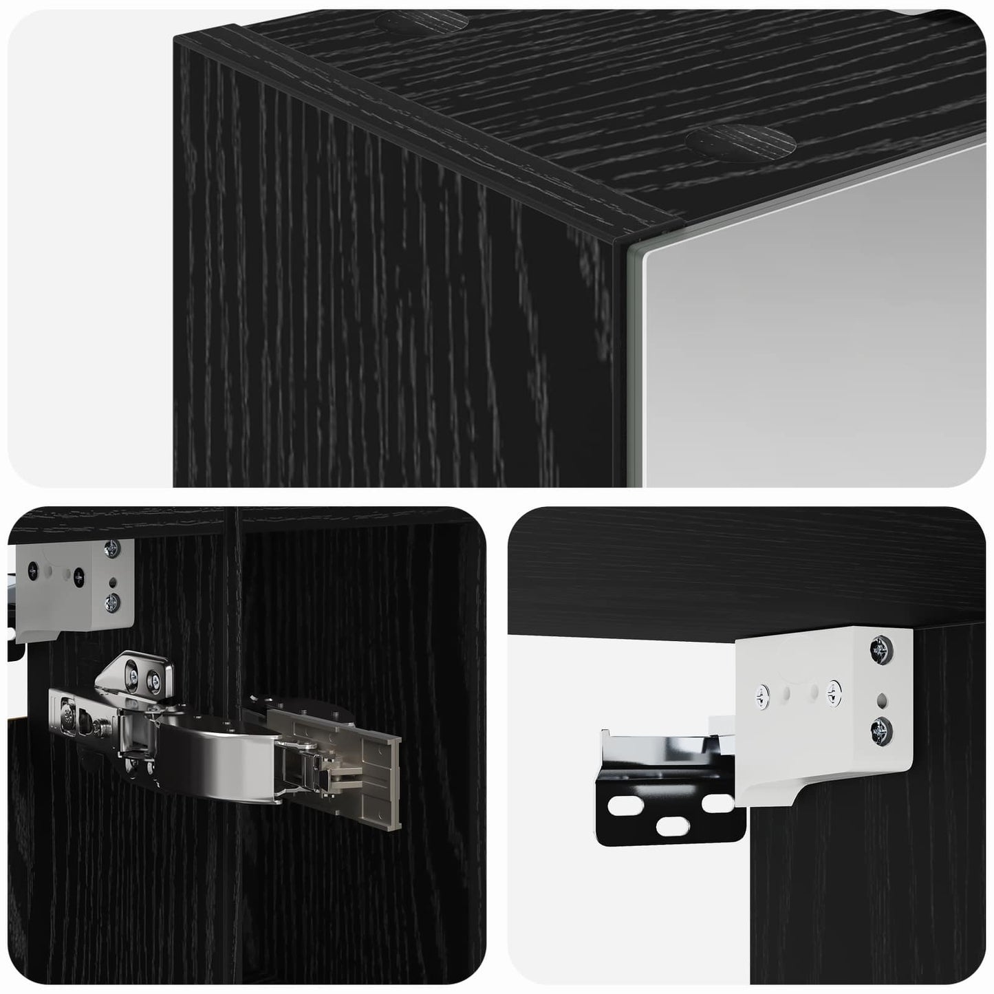 Bathroom Mirror Cabinet Black Oak 60 x 14.5 x 70 cm