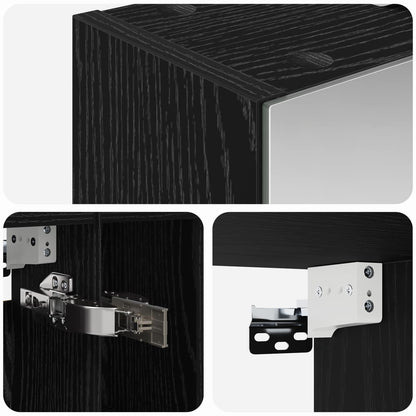 Bathroom Mirror Cabinet Black Oak 60 x 14.5 x 70 cm