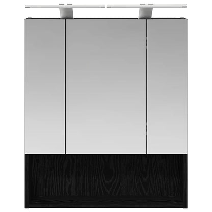 Bathroom Mirror Cabinet Black Oak 60 x 14.5 x 70 cm