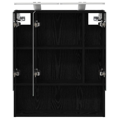 Bathroom Mirror Cabinet Black Oak 60 x 14.5 x 70 cm