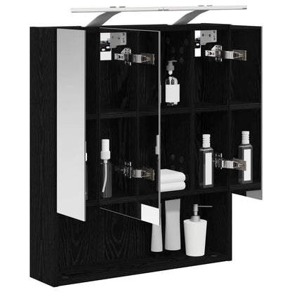 Bathroom Mirror Cabinet Black Oak 60 x 14.5 x 70 cm