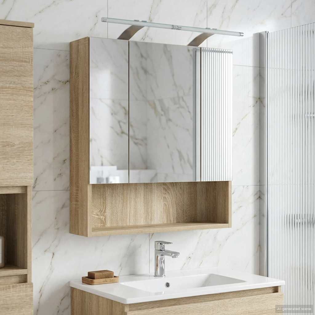 Bathroom Mirror Cabinet Sonoma Oak 60 x 14.5 x 70 cm
