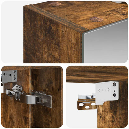 Bathroom Mirror Cabinet Smoked Oak 60 x 14.5 x 70 cm