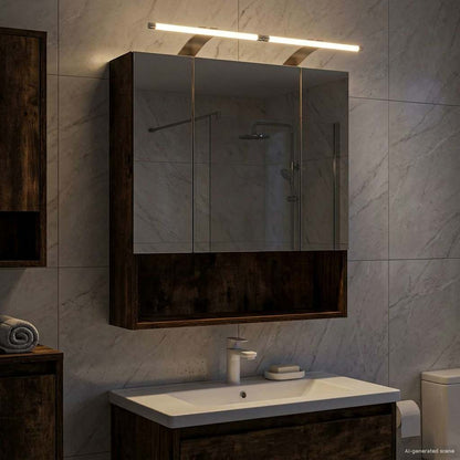 Bathroom Mirror Cabinet Smoked Oak 60 x 14.5 x 70 cm