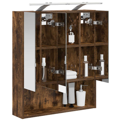 Bathroom Mirror Cabinet Smoked Oak 60 x 14.5 x 70 cm
