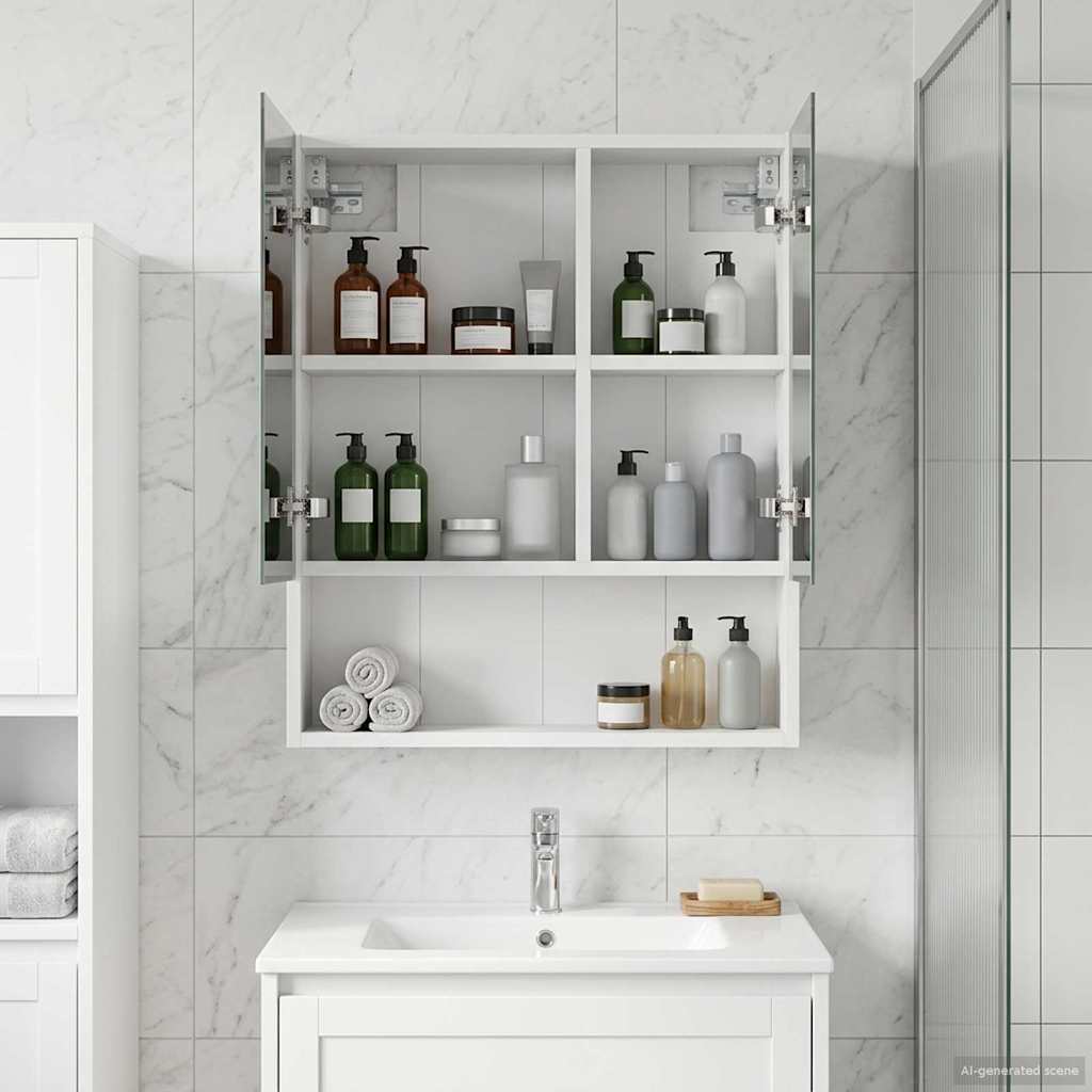 Bathroom Mirror Cabinet White 50 x 14.5 x 70 cm Engineered wood