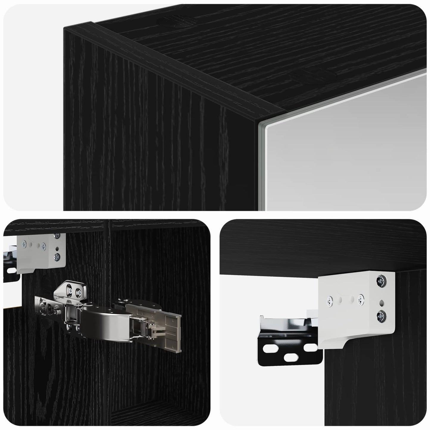 Bathroom Mirror Cabinet Black Oak 50 x 14.5 x 70 cm