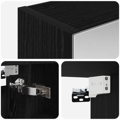 Bathroom Mirror Cabinet Black Oak 50 x 14.5 x 70 cm