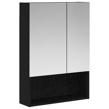 Bathroom Mirror Cabinet Black Oak 50 x 14.5 x 70 cm