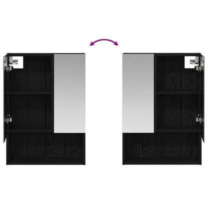 Bathroom Mirror Cabinet Black Oak 50 x 14.5 x 70 cm