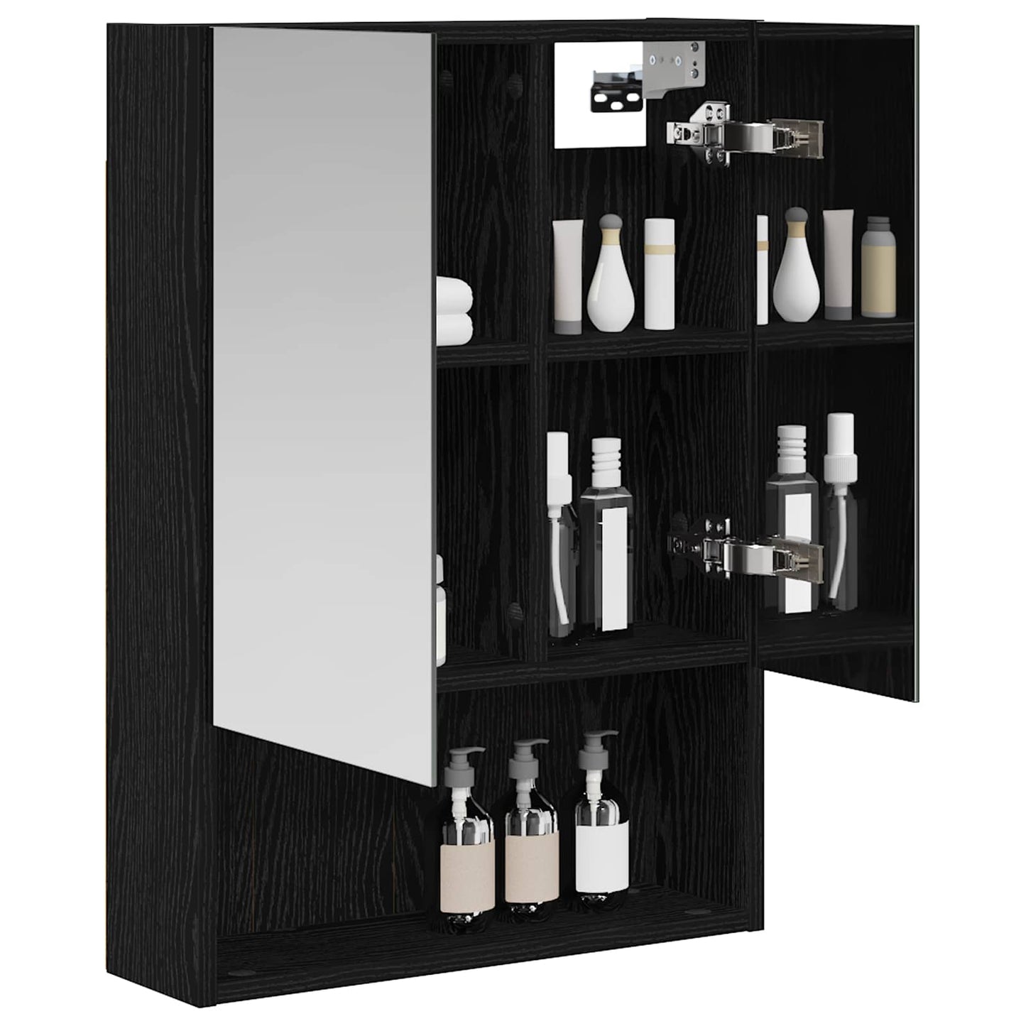 Bathroom Mirror Cabinet Black Oak 50 x 14.5 x 70 cm