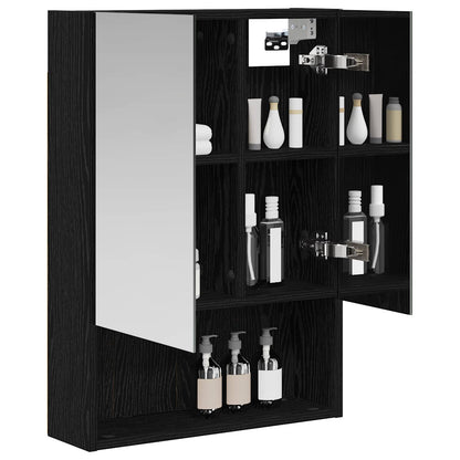 Bathroom Mirror Cabinet Black Oak 50 x 14.5 x 70 cm