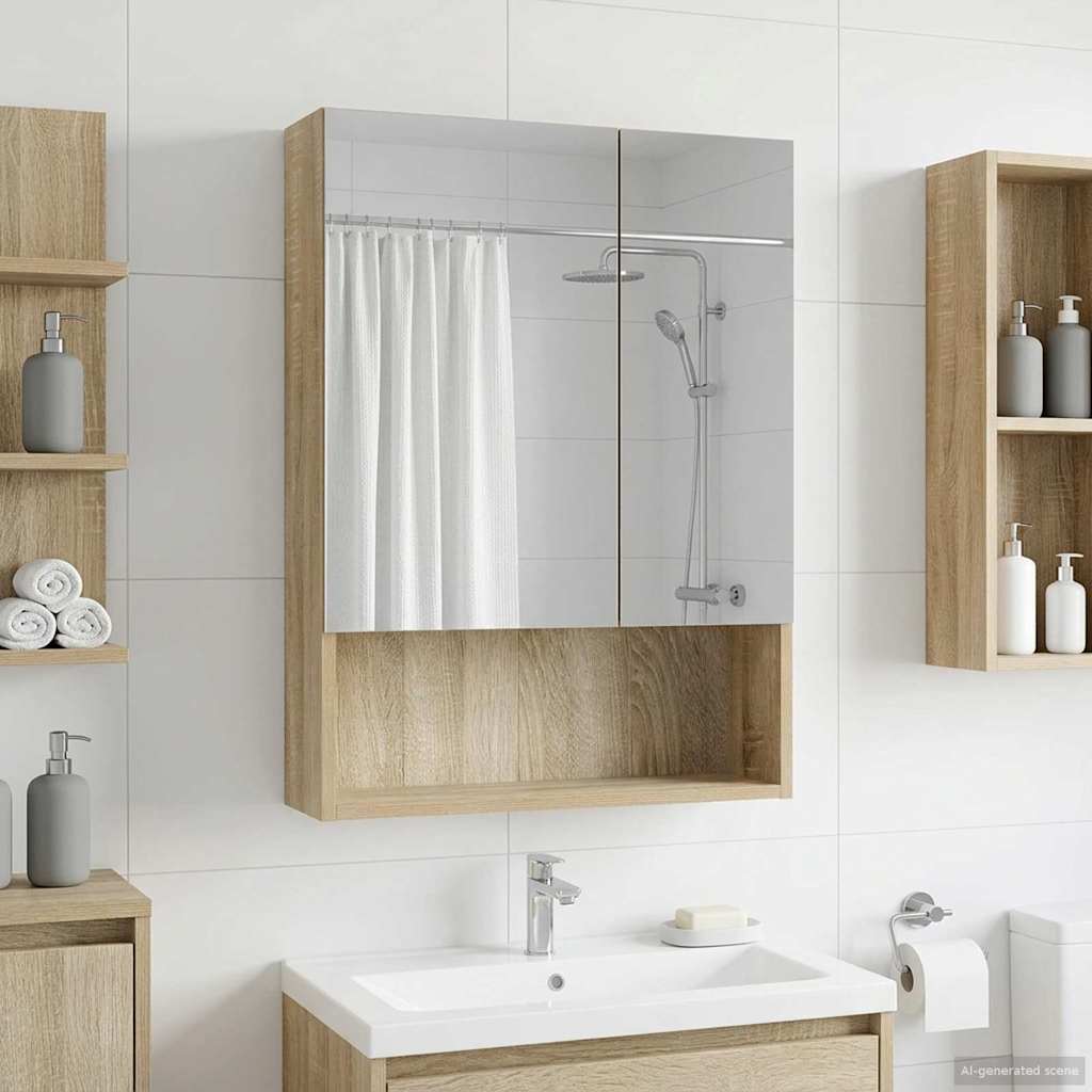 Bathroom Mirror Cabinet Sonoma Oak 50 x 14.5 x 70 cm
