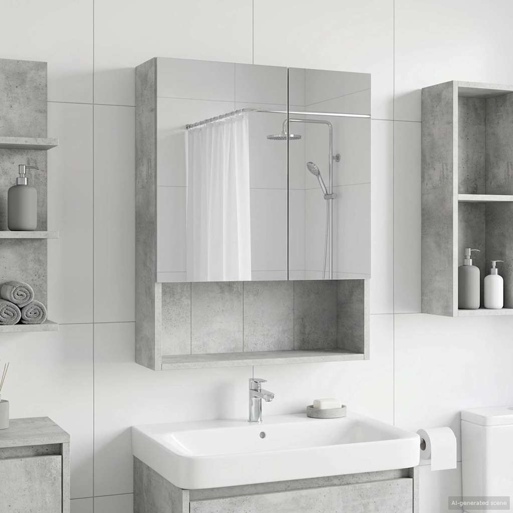 Bathroom Mirror Cabinet Concrete Grey 50 x 14.5 x 70 cm