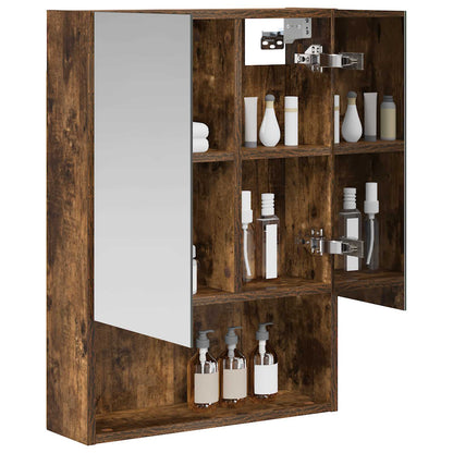 Bathroom Mirror Cabinet Smoked Oak 50 x 14.5 x 70 cm