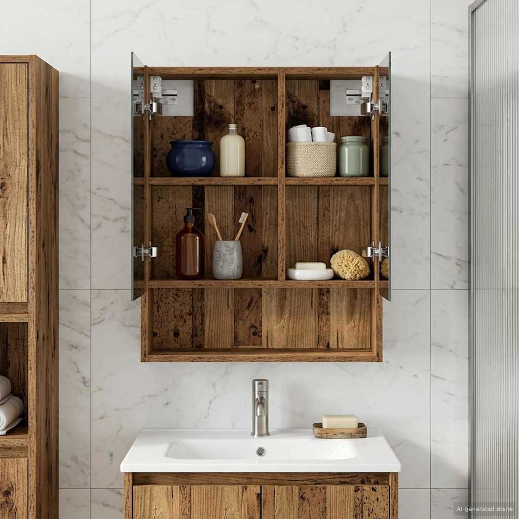 Bathroom Mirror Cabinet Old Wood 50 x 14.5 x 70 cm