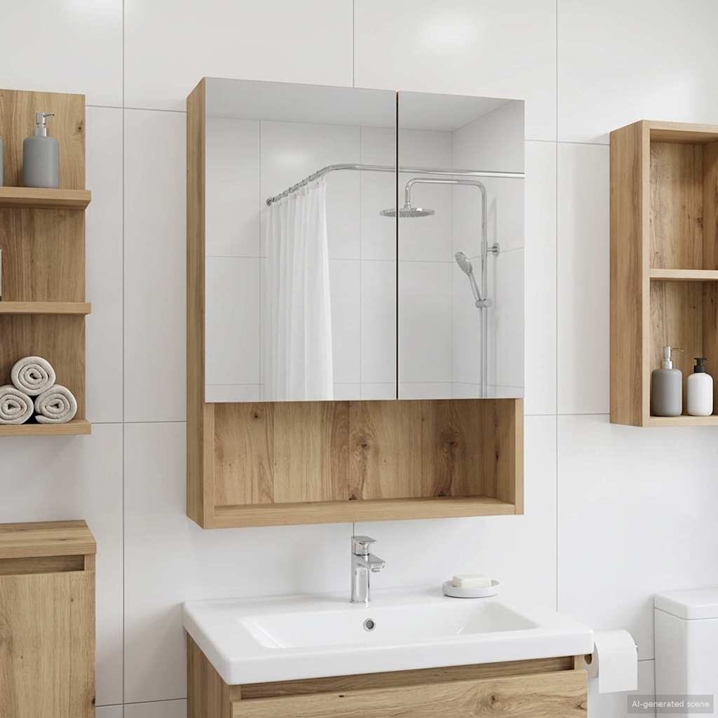 Bathroom Mirror Cabinet Artisian Oak 50 x 14.5 x 70 cm