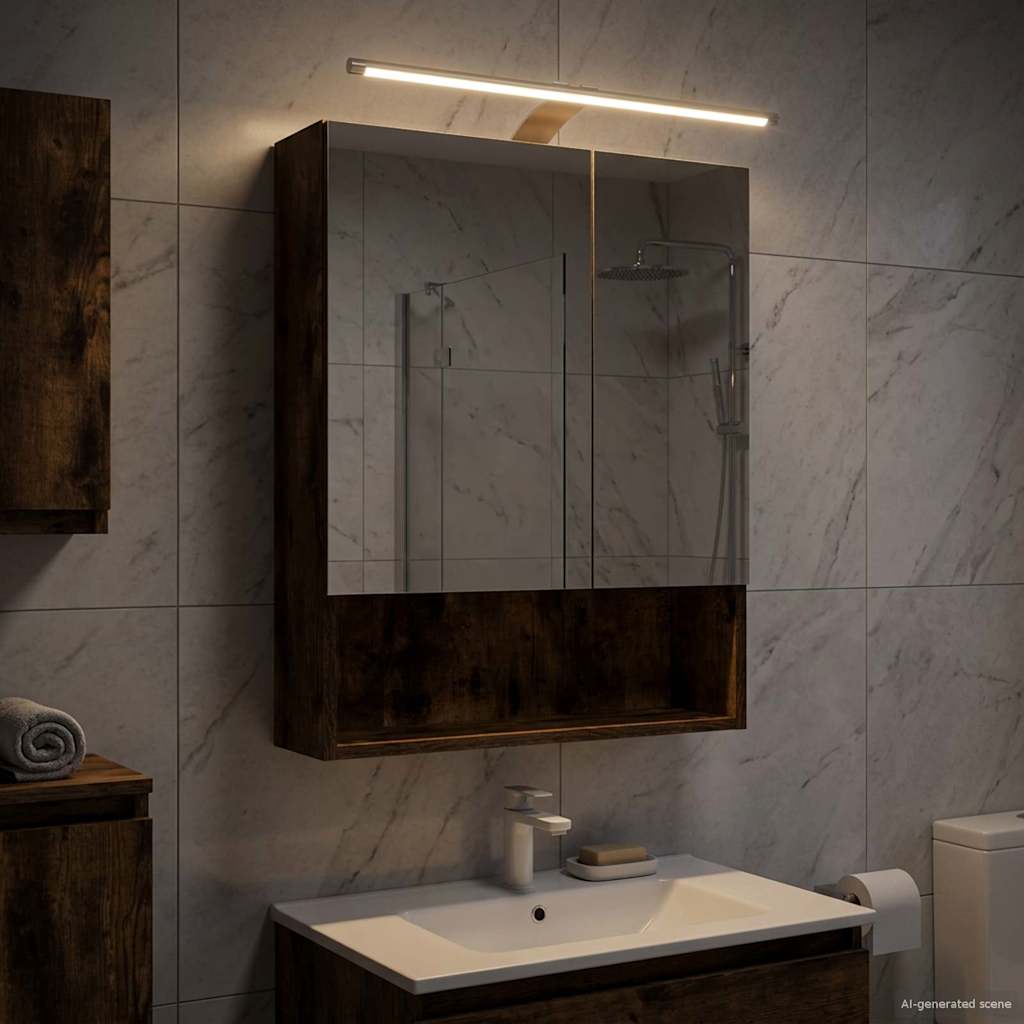 Bathroom Mirror Cabinet Smoked Oak 50 x 14.5 x 70 cm