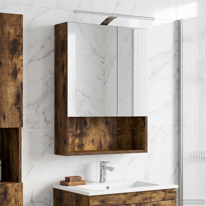 Bathroom Mirror Cabinet Smoked Oak 50 x 14.5 x 70 cm