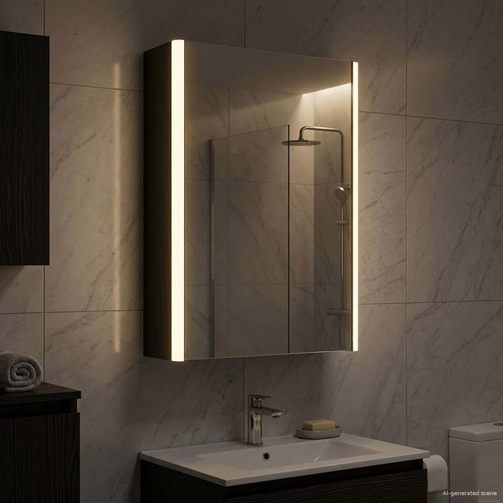 Bathroom Mirror Cabinet Black Oak 33 x 11.5 x 50 cm