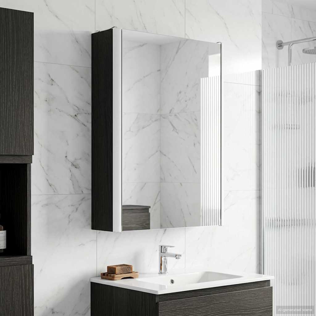 Bathroom Mirror Cabinet Black Oak 33 x 11.5 x 50 cm