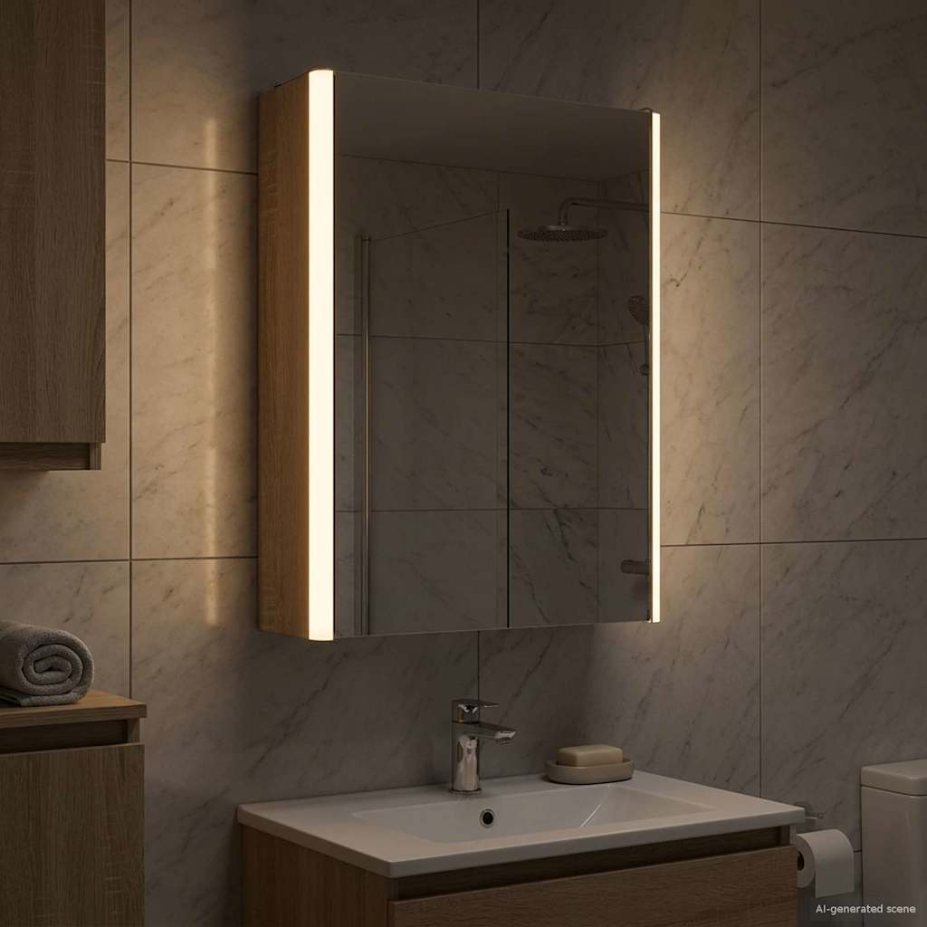 Bathroom Mirror Cabinet Sonoma Oak 33 x 11.5 x 50 cm