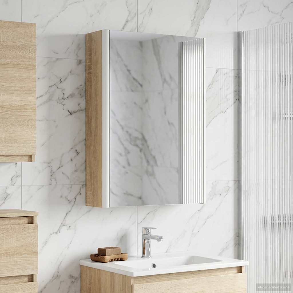 Bathroom Mirror Cabinet Sonoma Oak 33 x 11.5 x 50 cm
