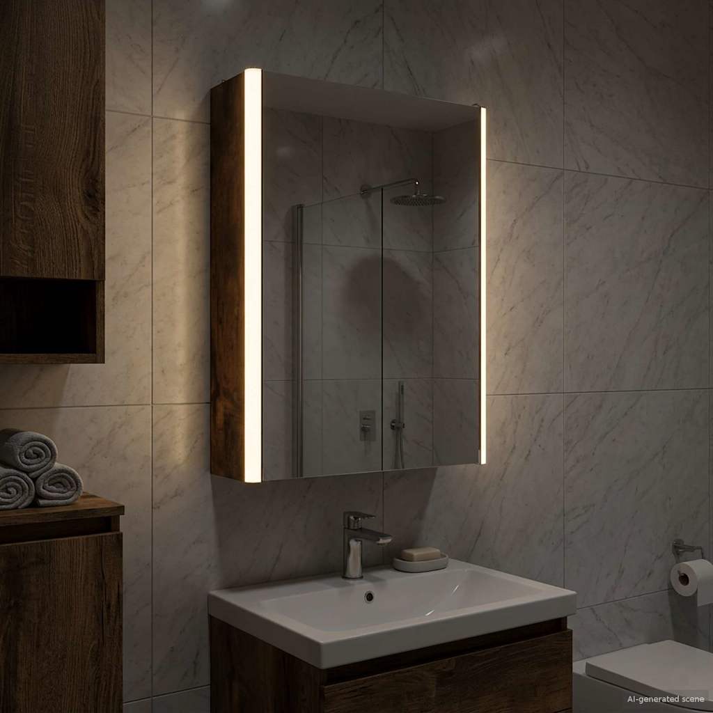 Bathroom Mirror Cabinet Smoked Oak 33 x 11.5 x 50 cm