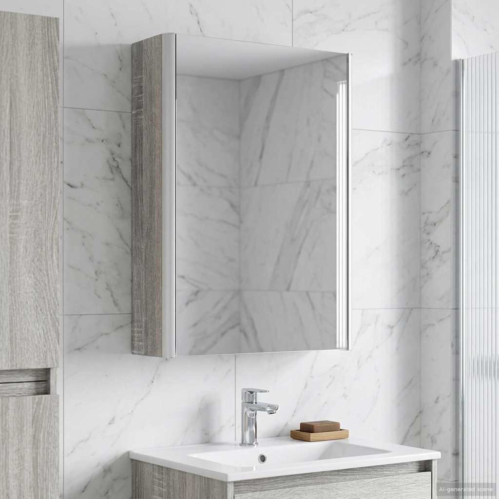 Bathroom Mirror Cabinet Grey Sonoma 33 x 11.5 x 50 cm