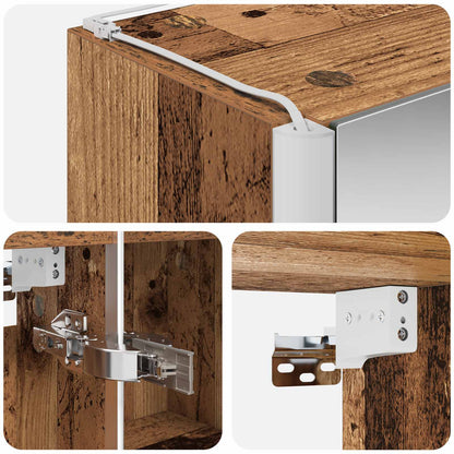 Bathroom Mirror Cabinet Old Wood 33 x 11.5 x 50 cm