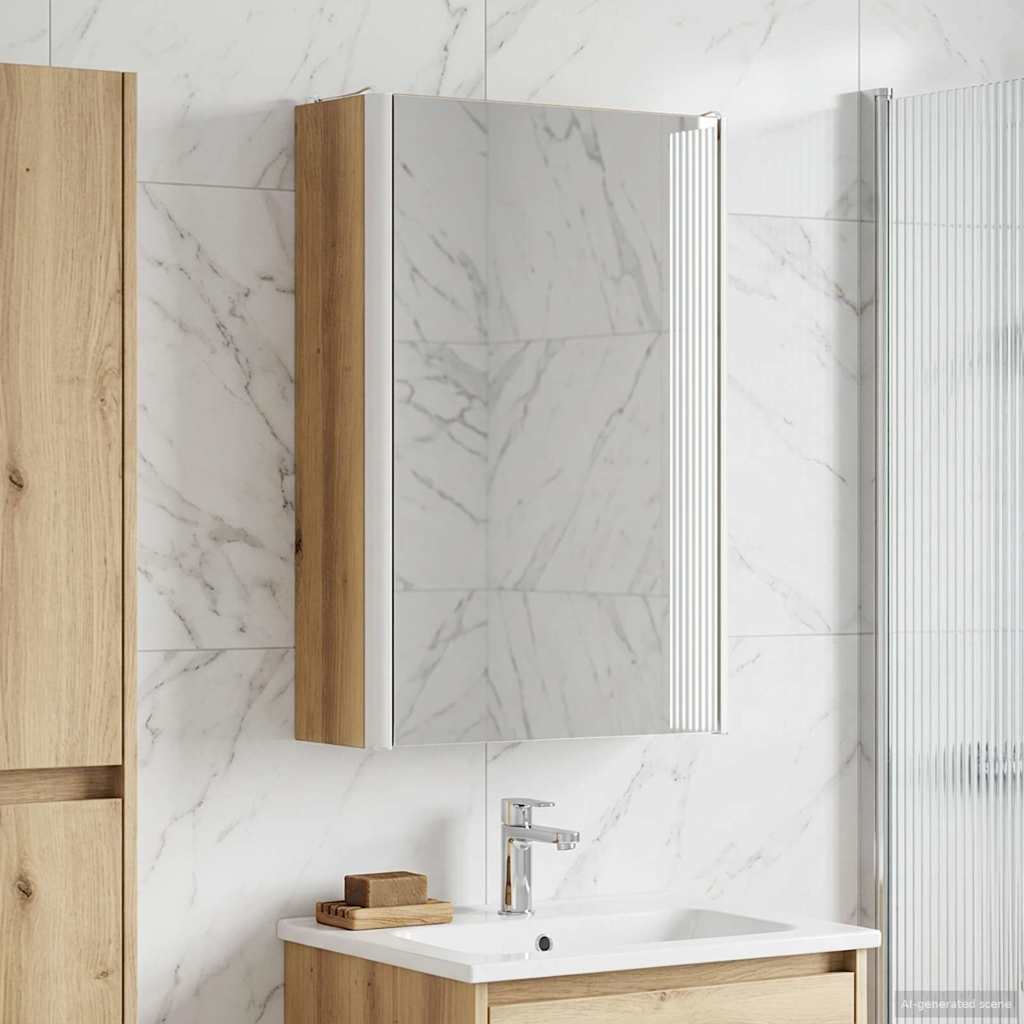 Bathroom Mirror Cabinet Artisian Oak 33 x 11.5 x 50 cm