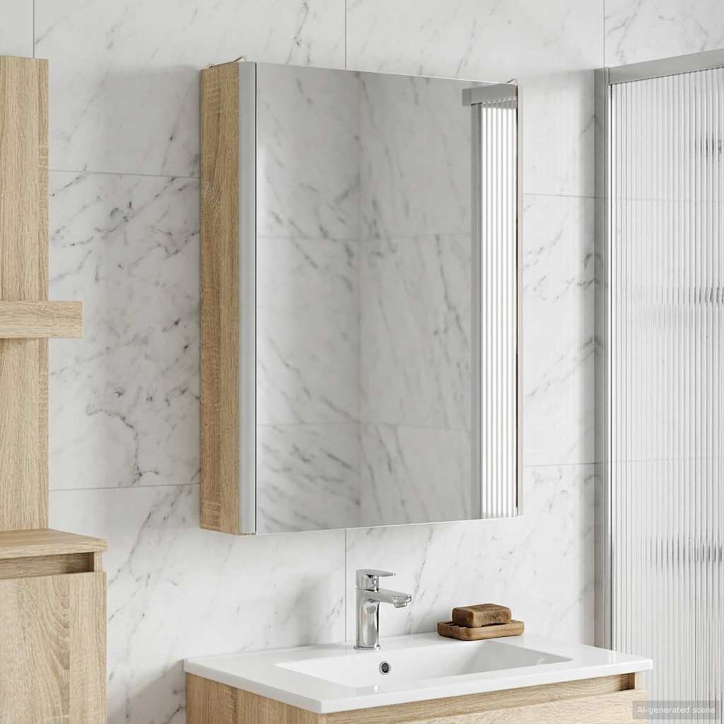 Bathroom Mirror Cabinet Sonoma Oak 43 x 11.5 x 60.5 cm