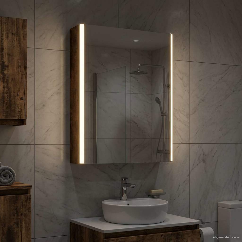 Bathroom Mirror Cabinet Smoked Oak 43 x 11.5 x 60.5 cm