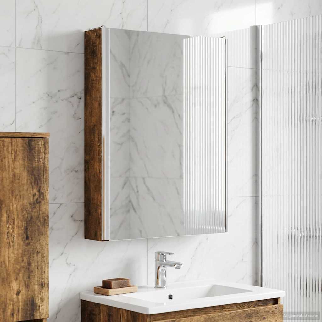 Bathroom Mirror Cabinet Smoked Oak 43 x 11.5 x 60.5 cm