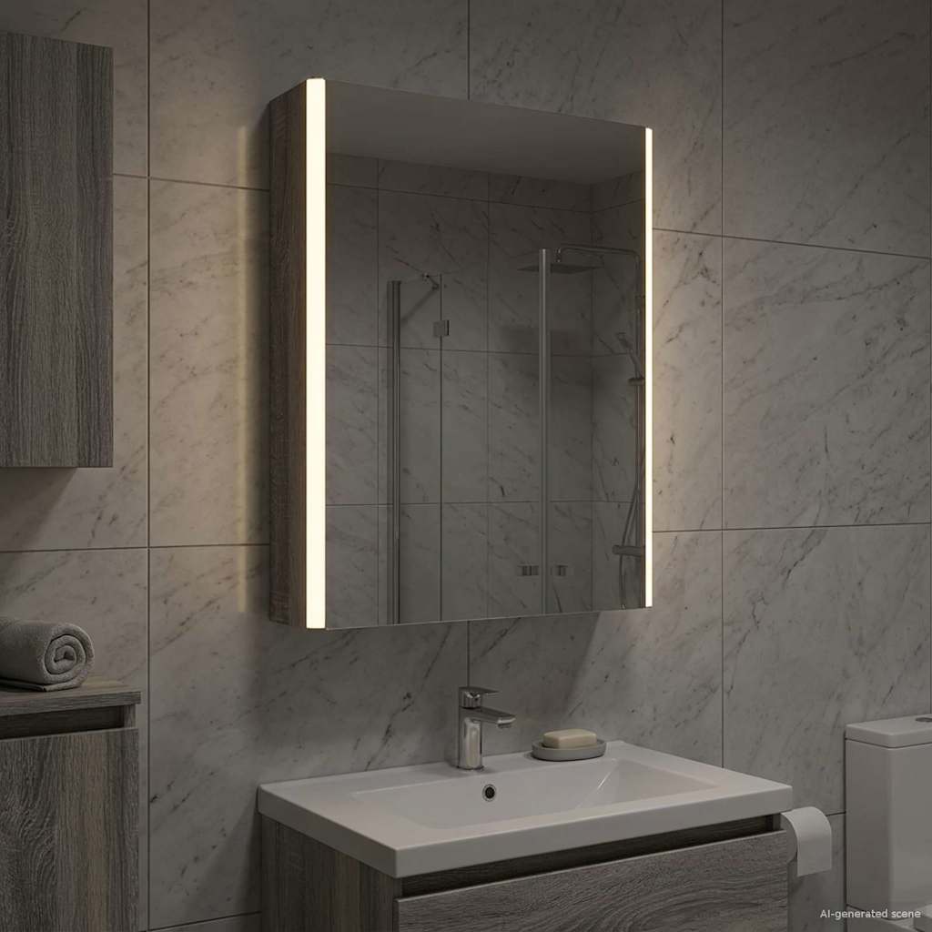 Bathroom Mirror Cabinet Grey Sonoma 43 x 11.5 x 60.5 cm