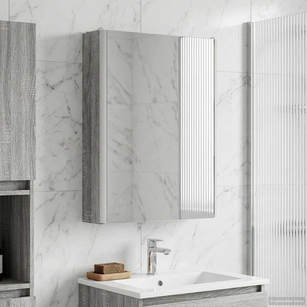 Bathroom Mirror Cabinet Grey Sonoma 43 x 11.5 x 60.5 cm