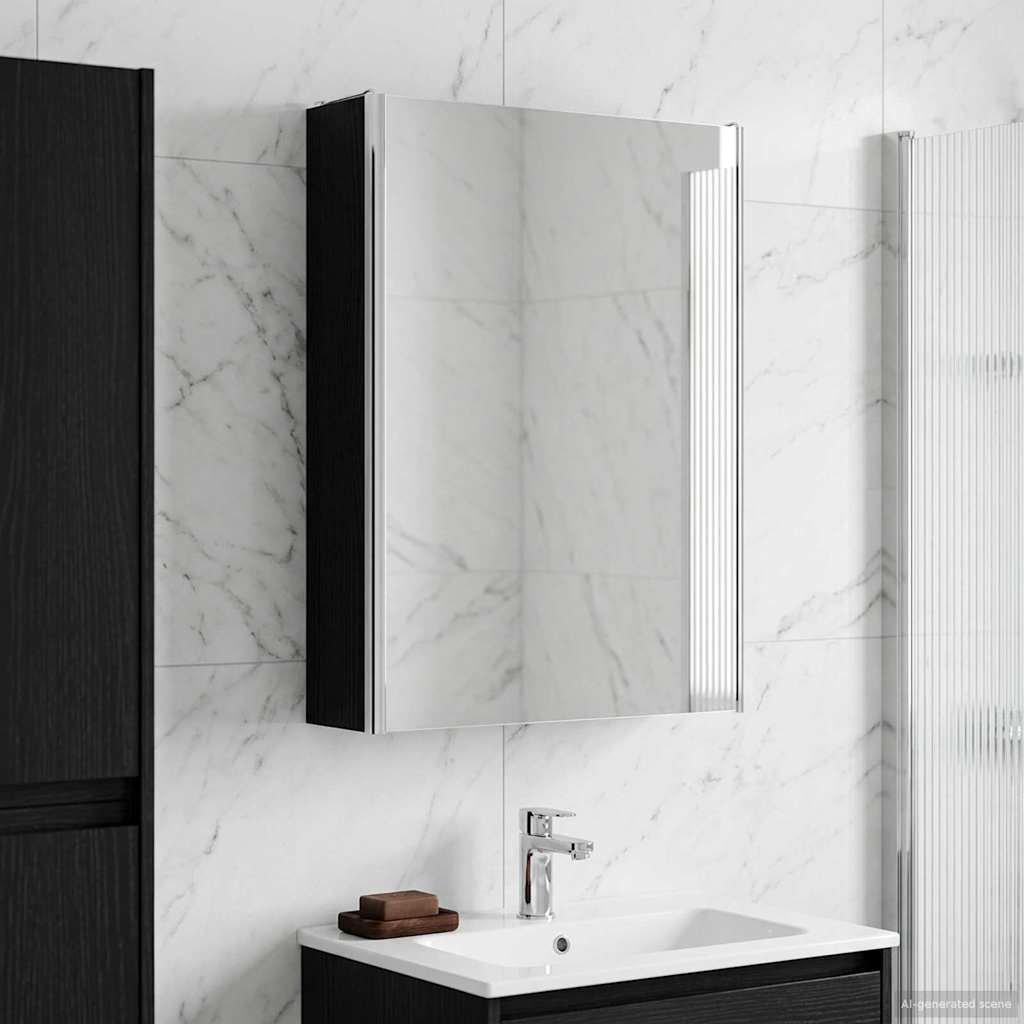 Bathroom Mirror Cabinet Black Oak 53.5 x 15.5 x 70 cm