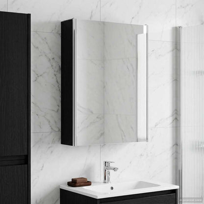 Bathroom Mirror Cabinet Black Oak 53.5 x 15.5 x 70 cm
