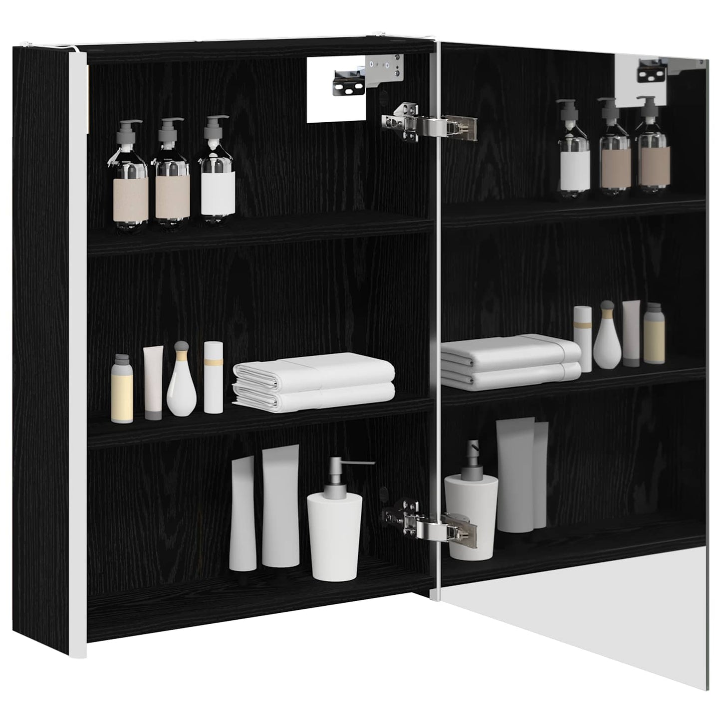 Bathroom Mirror Cabinet Black Oak 53.5 x 15.5 x 70 cm