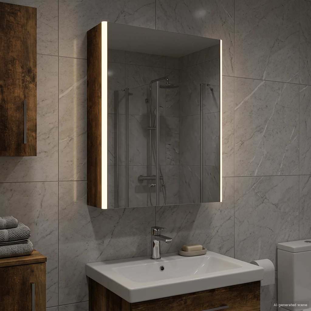 Bathroom Mirror Cabinet Smoked Oak 53.5 x 15.5 x 70 cm