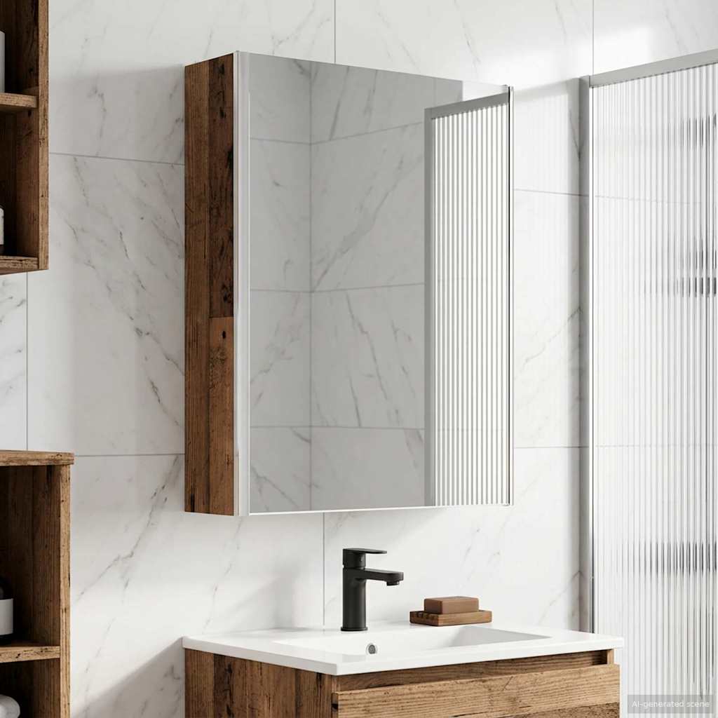 Bathroom Mirror Cabinet Old Wood 53.5 x 15.5 x 70 cm