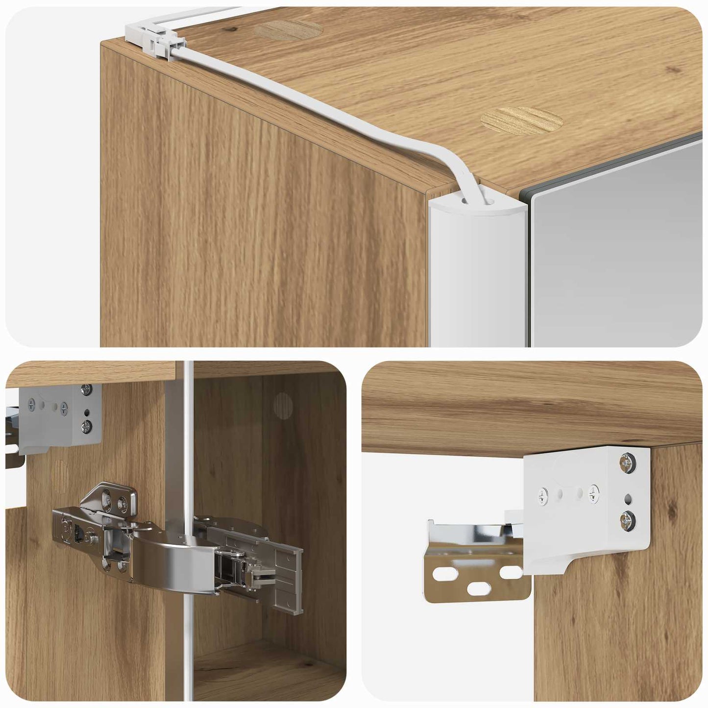Bathroom Mirror Cabinet Artisian Oak 53.5 x 15.5 x 70 cm
