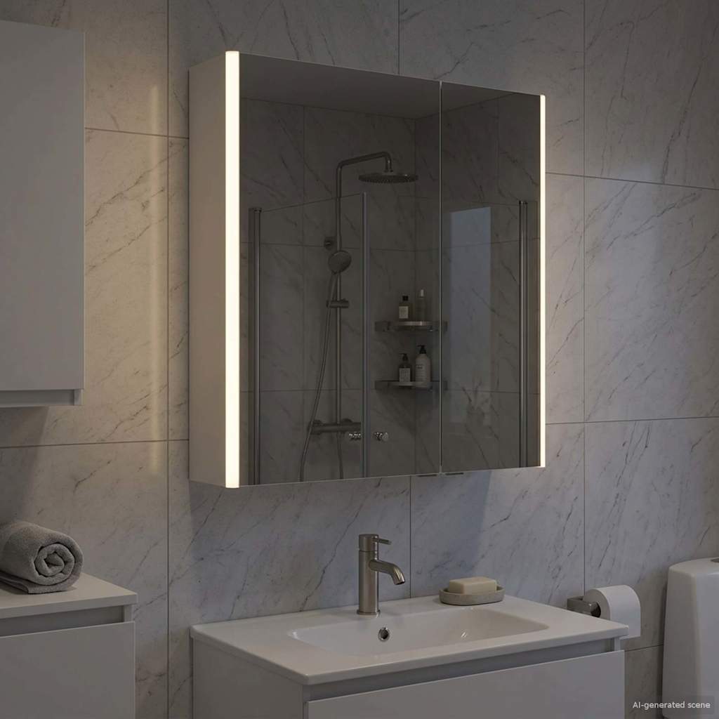 Bathroom Mirror Cabinet White 63.5 x 15.5 x 70 cm