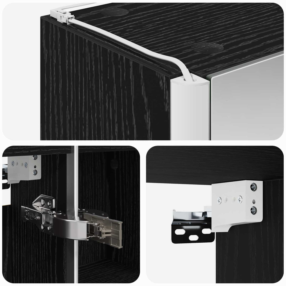 Bathroom Mirror Cabinet Black Oak 63.5 x 15.5 x 70 cm