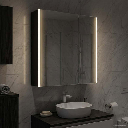 Bathroom Mirror Cabinet Black Oak 63.5 x 15.5 x 70 cm