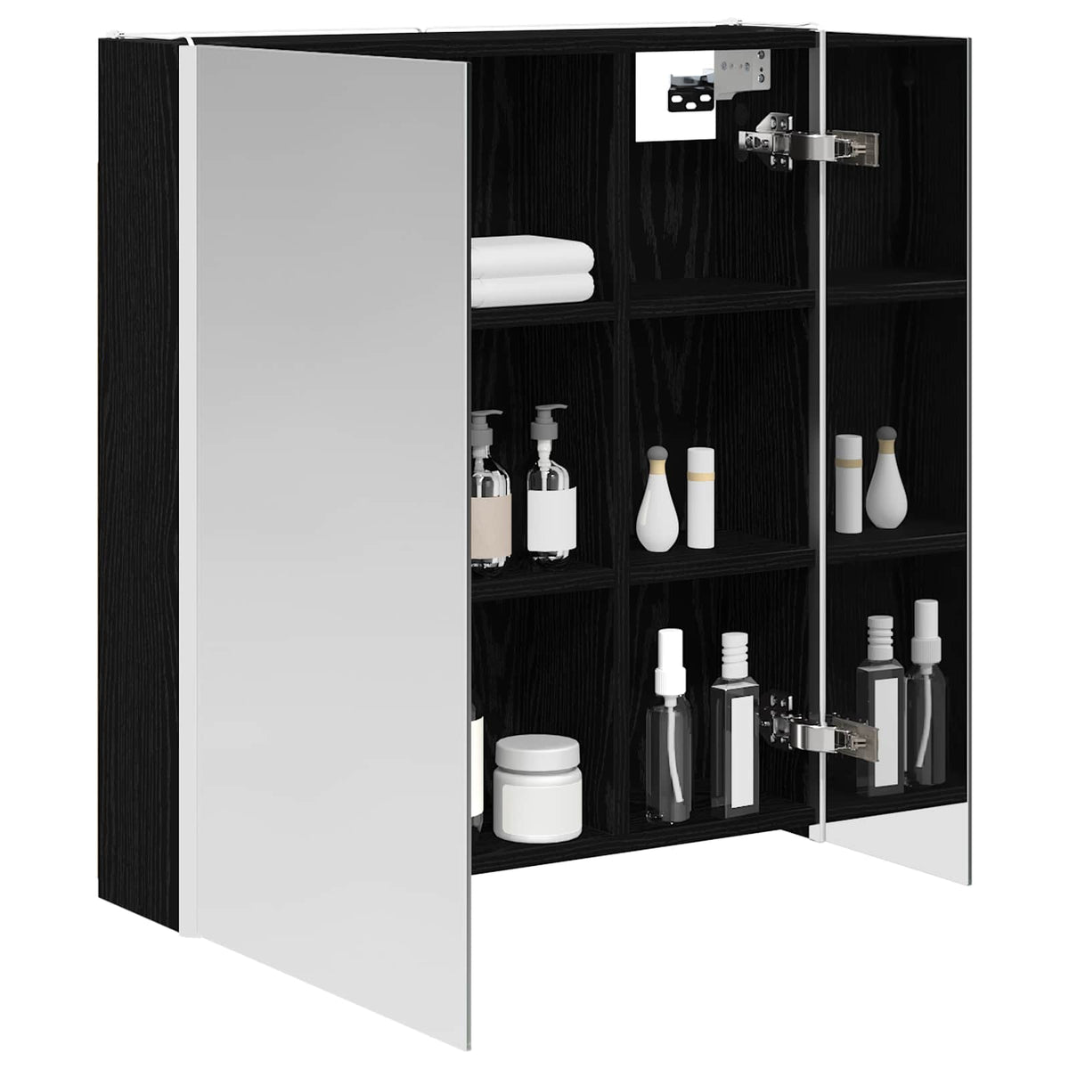Bathroom Mirror Cabinet Black Oak 63.5 x 15.5 x 70 cm