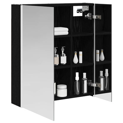 Bathroom Mirror Cabinet Black Oak 63.5 x 15.5 x 70 cm