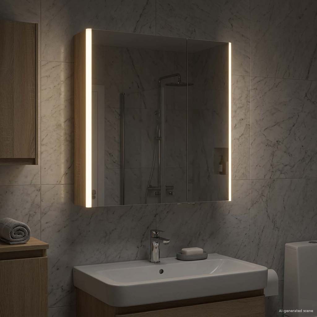 Bathroom Mirror Cabinet Sonoma Oak 63.5 x 15.5 x 70 cm